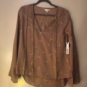 Amuse Society. brown floral blouse. Size small.